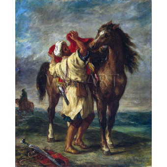 РЕПРОДУКЦИИ НА КАРТИНИ Арабин оседлава коня си (1855)